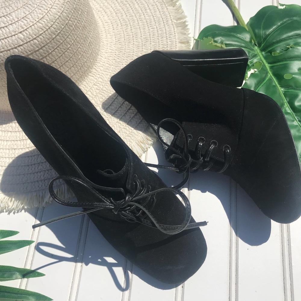 Tory Burch Leather Lace Up Booties - Picture 2 of 8
